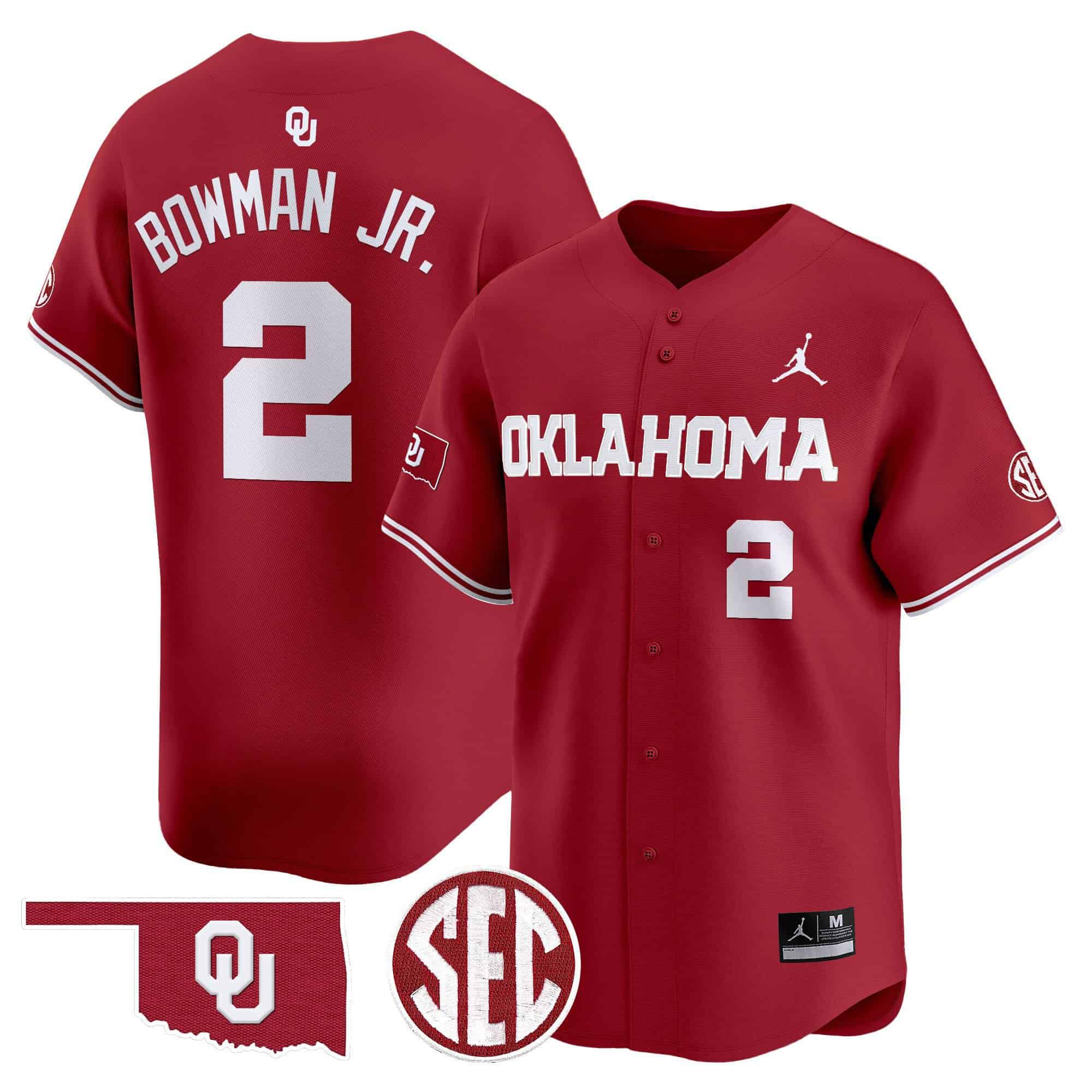 Men Oklahoma Sooners #2 Bowman jr Red 2024 Vapor Premier Limited NCAA Jersey